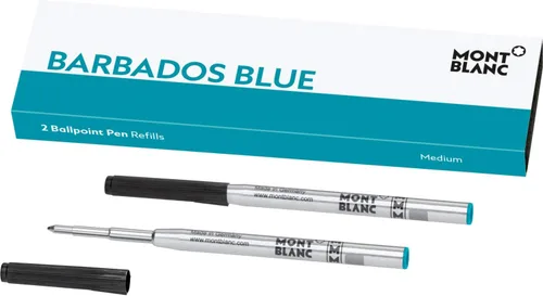 Recambios de bolígrafo Montblanc (M) Azul Barbados 116219 / Recargas de cartuchos con punta media para bolígrafos Montblanc / 2 recargas de