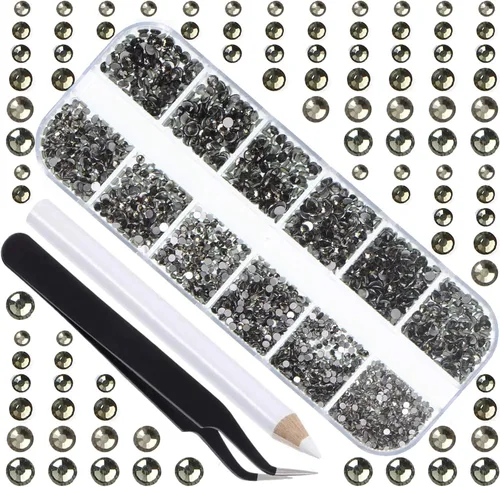 Vista 20 de LPBeads 3456 piezas de diamantes de imitación AB para arte de uñas, cuentas redondas con parte trasera plana, gemas de cristal, 6 tamaños
