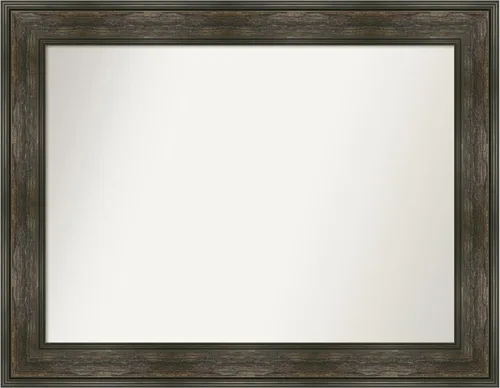 Vista 300 de Amanti Art Espejo de baño marrón para sobre fregadero, 26 x 26 pulgadas, espejo de tocador cuadrado marrón rústico Alexandria, marco de madera
