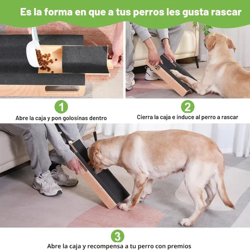 Vista 6 de Almohadilla Rascadora de Uñas para Perros en Forma de M con Caja de Golosinas, Tablero Rascador de Uñas para Perros Grandes, Juguete Lima de Uñas