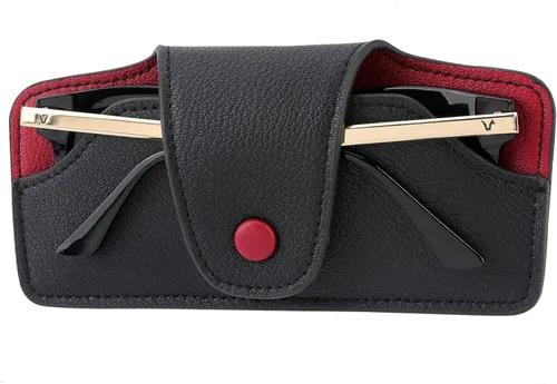 Vista 14 de Soporte para lentes de sol para visera de automóvil, funda de cuero vegano para lentes con clip, accesorios para visera interior automotriz