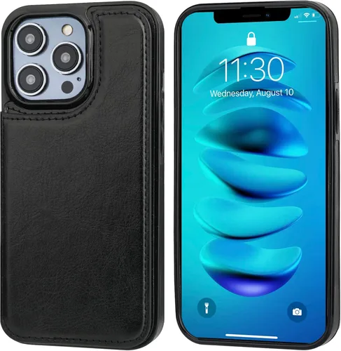 Vista 3 de ONETOP Compatible con iPhone 14 Pro Max Funda Cartera con Portador de Tarjetas, Funda de Cuero PU con Soporte Ranuras para Tarjetas, Doble Cierre