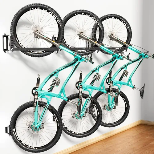 3 paquetes de estante giratorio para bicicletas de montaje en pared, colgadores para bicicletas para el garaje, soporte vertical para bicicletas que