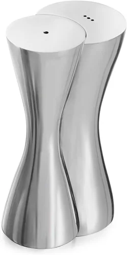 Vista 3 de nambe Hug - Salero y pimentero Juego de 2 piezas Herramienta de cocina Botella de condimento de sal de azúcar y especias para mesa, RV