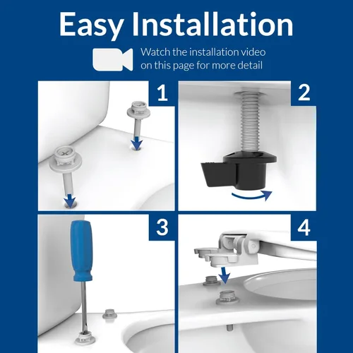 Vista 6 de BEMIS 500EC 006 - Asiento de inodoro con bisagras Fácil Limpia & Cambia, madera esmaltada duradera y anodizada, diseño redondo, color hueso