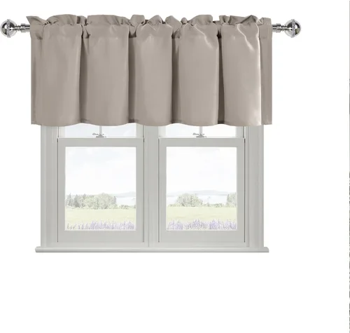 Vista 90 de DWCN Cenefa de cocina para ventanas, cortina de baño/sótano para tratamiento de ventanas, cortinas cortas de 18 pulgadas, 1 panel, 52 x 18 pulgadas
