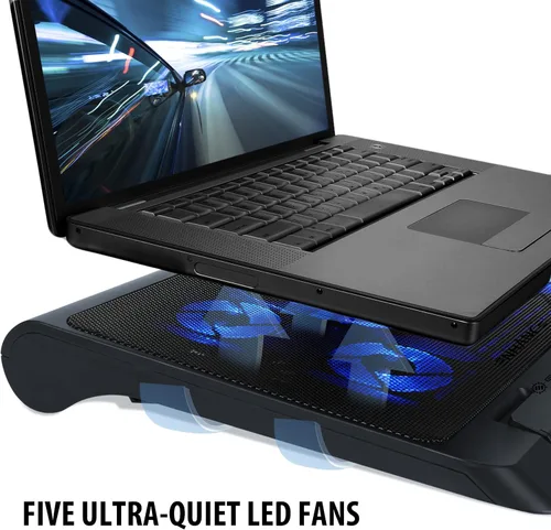 Vista 3 de ENHANCE Soporte de refrigeración para laptop gaming con ventiladores LED refrigerantes, altura ajustable y puerto USB dual para laptops de 17