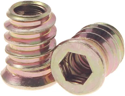 Vista 4 de 50 piezas de insertos roscados de 1/4-20 para tuercas de muebles de madera, tuerca de rosca de 15 mm de longitud, accionamiento hexagonal