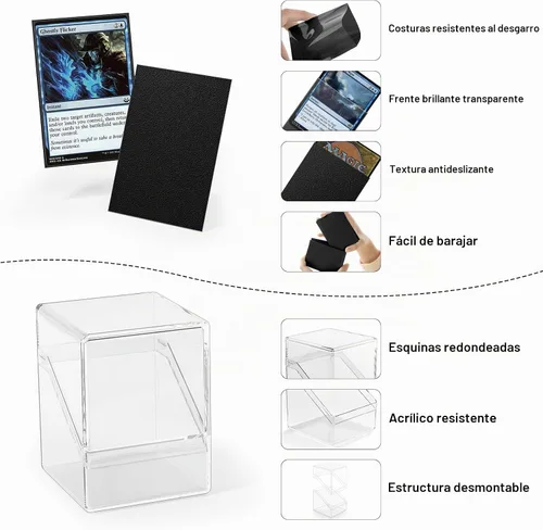 Vista 6 de YSCare Estuches de cubierta, paquete de 12 fundas acrílicas Commander y 1200 fundas mate para tarjetas coleccionables con 12 divisores, caja de 12
