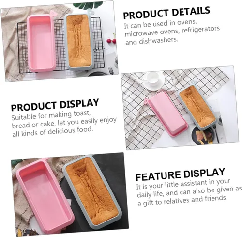 Vista 4 de Rectangular Silicone Cake Mold Non-stick Household Baking Loaf Pan for Toast Bread DIY Cakes Easy Clean Pink
