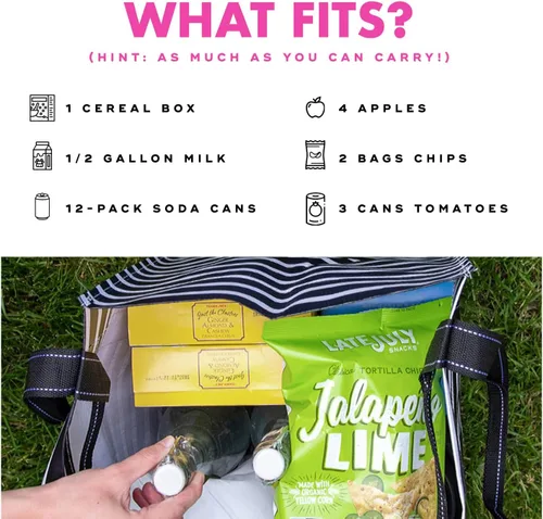 Vista 5 de Bolsa de mercado Bagette de SCOUT - Bolsa grande reutilizable para comestibles con fondo a prueba de roturas, dos juegos de correas, se dobla plana