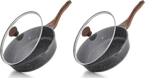 Vista 15 de SENSARTE Sartén antiadherente de cerámica para saltear de 10 pulgadas/3.5QT, sartén antiadherente para freír profundamente con tapa, olla jumbo