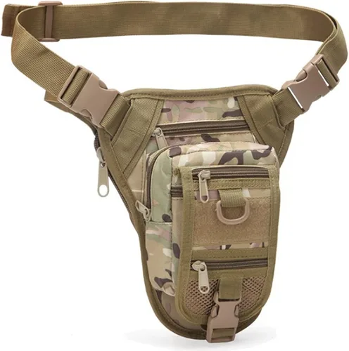 Vista 9 de Bolsa táctica Ejército Cintura Pierna Bolsa Ajustable Senderismo Caza Riñonera Militar Molle Drop Leg Bolsas, Negro