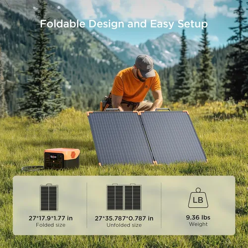 Vista 6 de ZOUPW Panel Solar Portátil de 100 Vatios con Controlador PWM de 20A, Artículos Esenciales para Campistas, Kit de Panel Solar Plegable de 19V