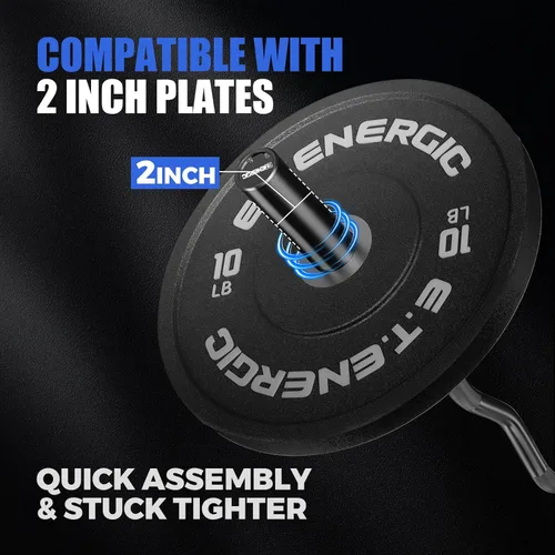 Vista 5 de Barra olímpica EZ Curl de 47 pulgadas, barra de acero de 500 libras de capacidad, adecuada para placas de peso de 2 pulgadas, barra de rizo de 2