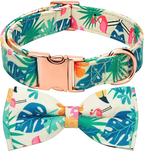 Vista 13 de Collar ajustable con moño para perros con patrones bonitos estampados, collares suaves para mascotas para perros pequeños, medianos y grandes