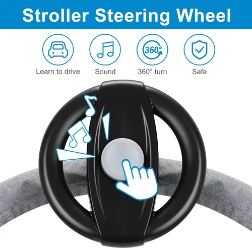 Vista 6 de Accmor Juguete para volante de cochecito, volante simulado para cochecito, carritos de compras, carrito universal desmontable de simulación