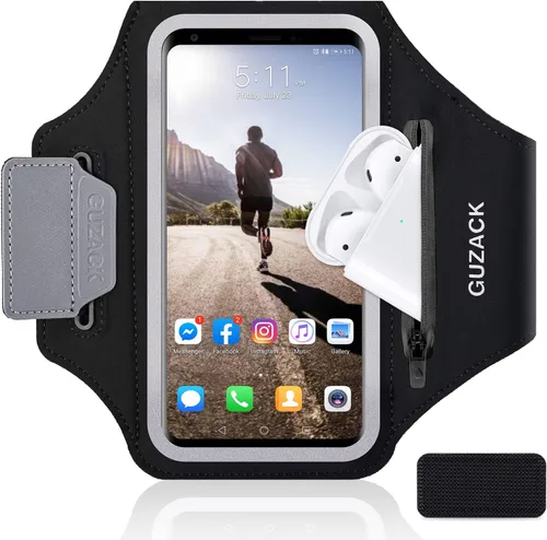 Vista 8 de GUZACK Soporte para teléfono con bolsa de cremallera, brazalete para correr para iPhone 17/16/15/14/13/12/11 Pro Max/Plus, Galaxy S25/S24/S23/S22