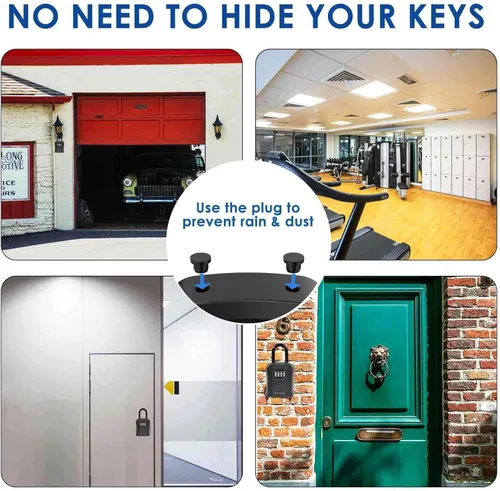 Vista 7 de Caja de bloqueo de llave, caja de bloqueo de combinación de 4 dígitos para montaje en pared, impermeable para exteriores, caja de contraseña segura