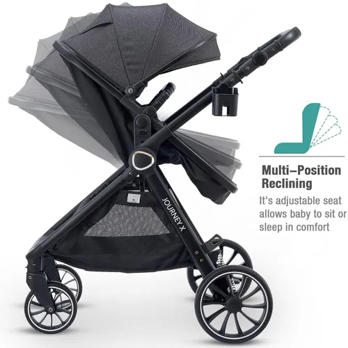 Vista 3 de Accombe Cochecito de bebé, 2 en 1, cochecito recién nacido convertible con moisés para bebé y niño pequeño, con saco (Negro)