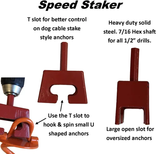 Vista 3 de Keyfit Tools Taladro Staker de velocidad de anclaje de tierra en tus anclajes de suelo en espiral de alta resistencia en segundos. Funciona