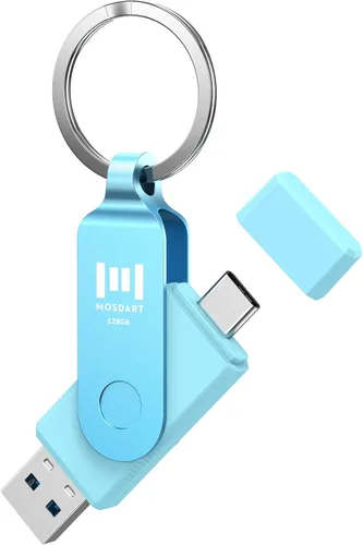 Vista 26 de MOSDART ExFAT - Memoria USB C 3.2 de 64 GB de velocidad rápida C y A, con llavero e indicador LED, para iPhone 15, 16, 17, teléfono Android, iPad