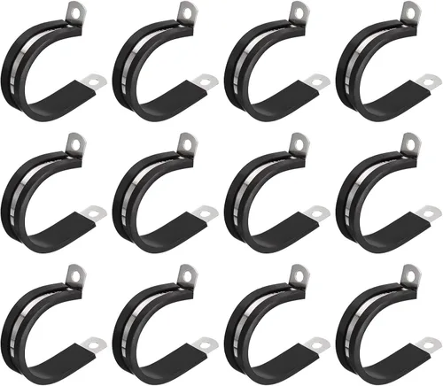 Vista 19 de uxcell Abrazadera de tubo de acero inoxidable en forma de R de 1-1/2 pulgadas (1.496 in) con aislamiento acolchado de goma