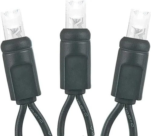 Vista 3 de Novelty Lights Juego de mini luces LED de Navidad de 100 luces, iluminación al aire libre, luces de fiesta, patio, blanco puro, cable negro, 50 pies