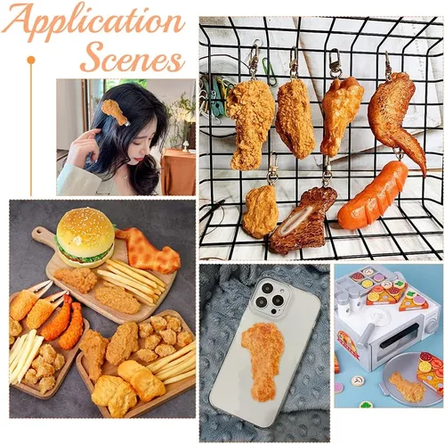 Vista 6 de NBEADS 6 palillos artificiales fritos, patas de pollo simuladas de 2.9 x 1.5 pulgadas, modelo de alimentos 3D, accesorios de carne, alimentos