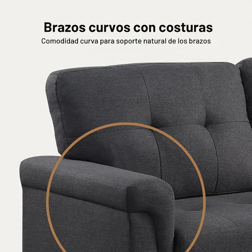Vista 11 de Lilola Home Lucca - Sofá cama modular reversible de 84 pulgadas con cama Negro