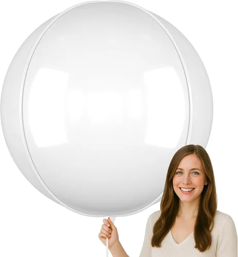Vista 27 de 12 globos redondos de aluminio blanco crema, globos de 22 pulgadas y 10 pulgadas 4D de Mylar marfil de helio 4D, color beige, blanco arena