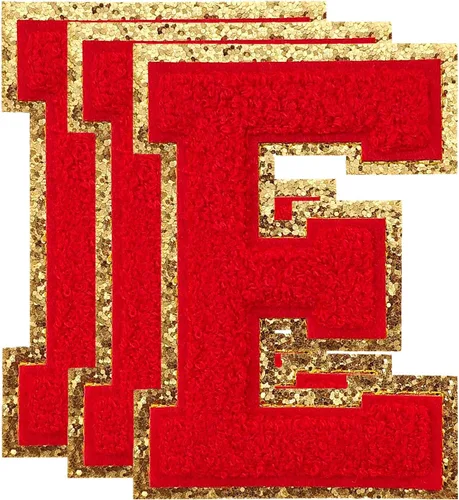 Vista 75 de 3 parches de letras de felpilla negra, parches de letras termo-adhesivas de 4-1/2", parches universitarios para ropa, S
