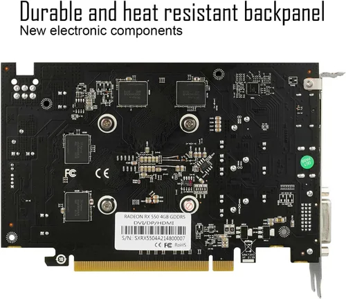Vista 4 de Tarjeta gráfica Radeon RX 550, 4 GB, GDDR5, 128 bits, DisplayPort DVI-D HDMI, diseño ITX, juegos de tarjetas de video para PC, salida 4K, GPU