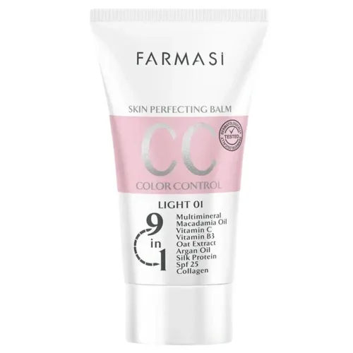 FARMASI CC Crema de control de color, acabado natural e impecable, fórmula enriquecida con multimineral y Spf 25+, todo el día, todo tipo de piel,