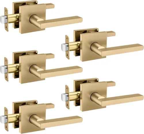 Vista 15 de Goldenwarm Manijas de puerta de oro cepillado para interiores, manijas