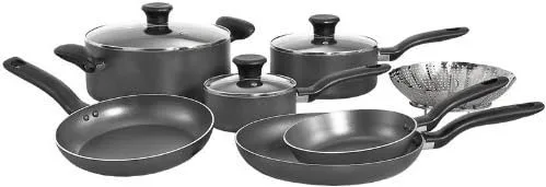 T-fal A821SA94 Initiatives - Juego de utensilios de cocina de 10 piezas totalmente antiadherentes, color negro