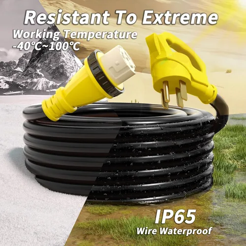 Vista 7 de PlugSaf Cable generador de 50 amperios, cable de extensión RV de 10 pies y 50 amperios con bloqueo giratorio, cable generador 50A de 4 puntas, NEMA