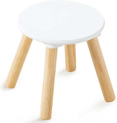 Vista 22 de Beright Taburete de madera para niños, taburete para niños, mesa sensorial perfecta a juego, taburete resistente de 9 pulgadas con cuatro patas