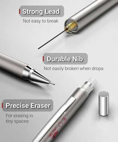 Vista 3 de Mr. Pen - Lápices mecánicos de metal, 0.012 in, paquete de 2, lápiz mecánico, lápiz de plomo, lápiz mecánico de metal
