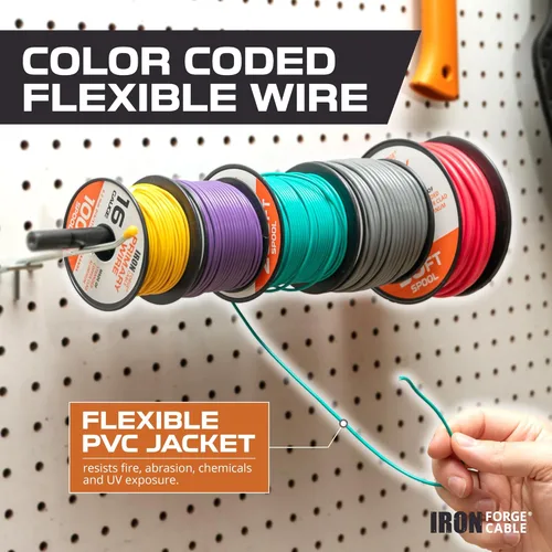 Vista 6 de Iron Forge Cable Surtido de cables automotrices primarios de calibre 16 de 1000 pies – Paquete surtido de 10 rollos – 100 pies de alambre