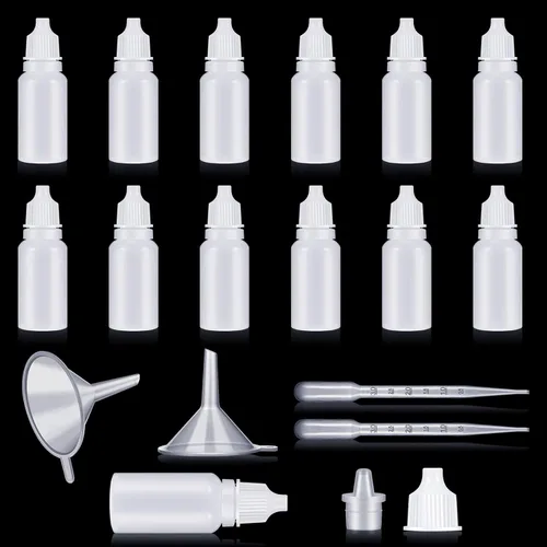 Vista 10 de Uiifan 12 botellas de plástico con cuentagotas de plástico, botella con cuentagotas para ojos, pequeños recipientes para líquidos exprimibles