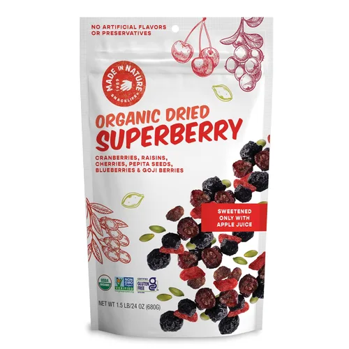 Vista 10 de Made in Nature Bayas de goji orgánicas secas al sol Bayas veganas sin OMG Bolsa de 20 onzas (paquete de 1)