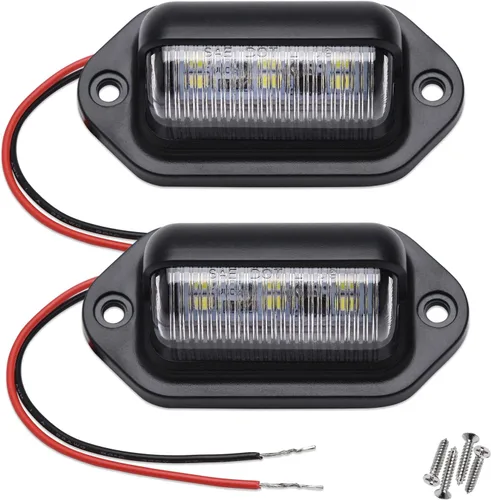 Vista 12 de 2 luces LED rojas para matrícula, 12 V-24 V CC impermeable 6-SMD, luz trasera universal para camión, SUV, remolque, furgoneta, RV, barcos o luz