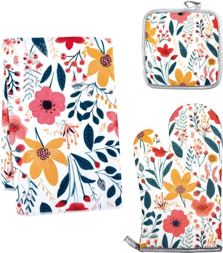 Vista 17 de 10 Pcs Kitchen Stuff Accessories Include 5 Cute Wooden Spoons & 2 Kitchen Oven Mitts & 2 Pot Holders & 1 Kitchen Apron,Gifts for Women