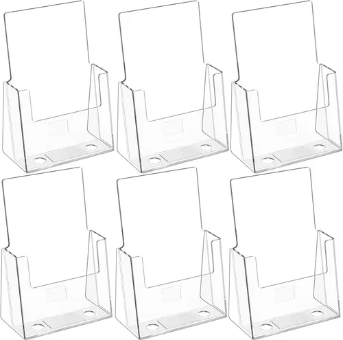 Vista 10 de MaxGear Soporte acrílico para folletos de 4 pulgadas, soporte de plástico transparente para libros, libros, revistas, menús, organizador multiusos