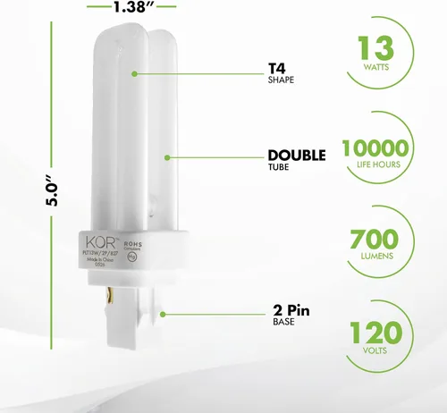 Vista 2 de (4 unidades) tubo doble de 13 Watts - G24Q-1 (4 pines) Base, 13.0watts