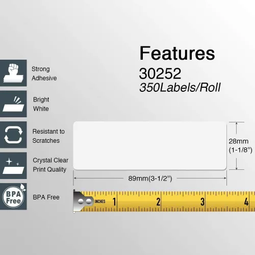 Vista 3 de BETCKEY - Etiquetas de dirección y código de barras compatibles con DYMO 30252 (1-1/8" x 3-1/2") - Compatible con DYMO Labelwriter 450, 4XL,