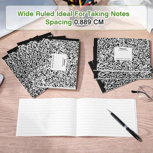 Vista 7 de Fainne Paquete de 30 cuadernos de composición de tamaño medio de 4-7/8 x 7-1/2 pulgadas de ancho, con rayas de media página, cuaderno de composición