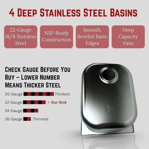 Vista 3 de 3 grandes + 1 pequeño lavado a mano, 4 compartimentos, fregadero de concesión de acero inoxidable, soporte para remolque de comida