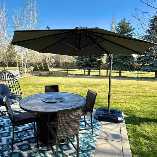 Vista 85 de PURPLE LEAF Sombrilla de Patio de 8 Pies para Exteriores Sombrilla Cantilever Cuadrada de Aluminio Sombrilla Offset con Rotación de 360 Grados